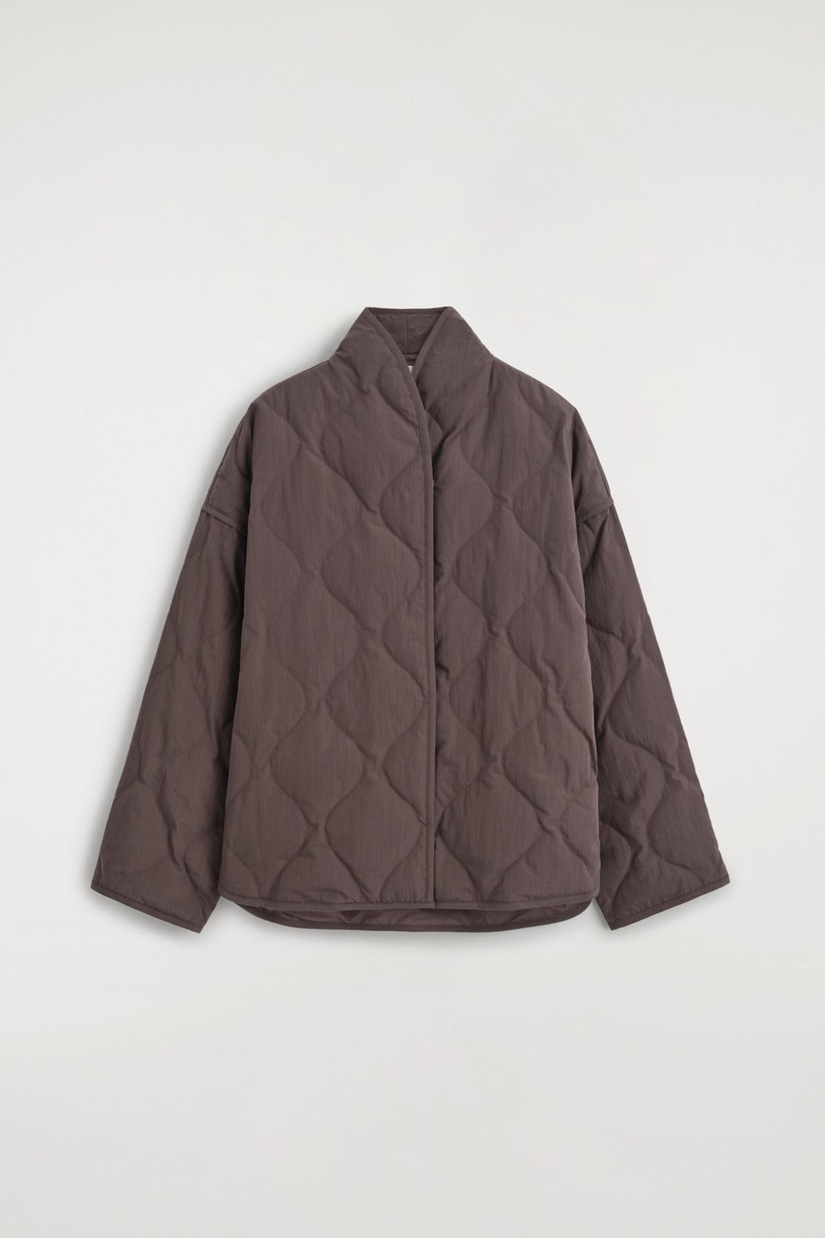 Quilted Shawl-Collar Jacket | Brown