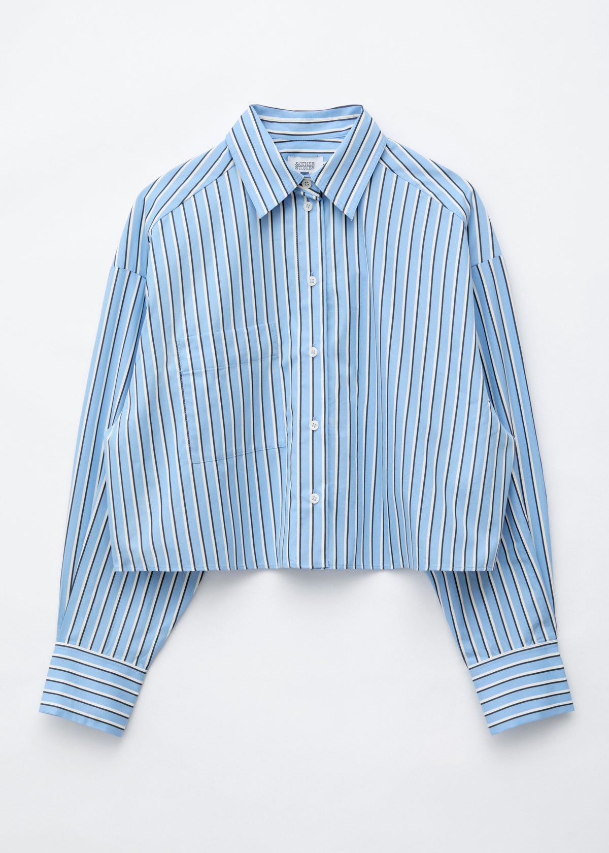 Cropped Shirt | Blue Striped