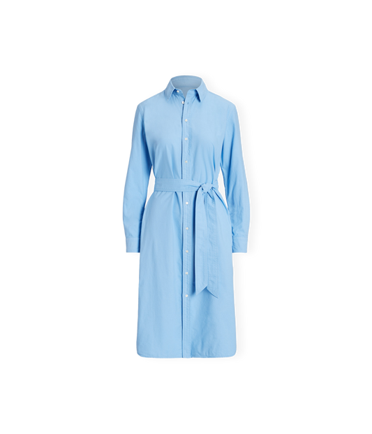 Belted Oxford Shirtdress (Light Blue)