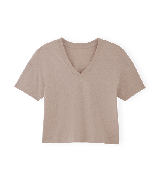 Organic Cotton V-Neck T-Shirt (Taupe)