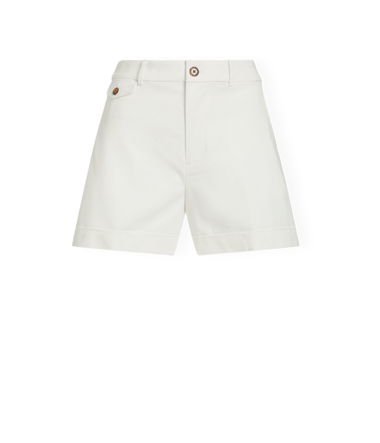 Pleated Cotton Shorts (White)