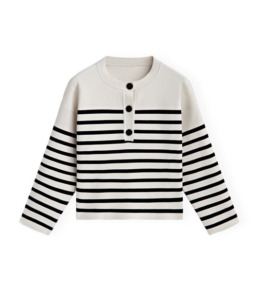 Striped Polo Sweater (Navy/White)